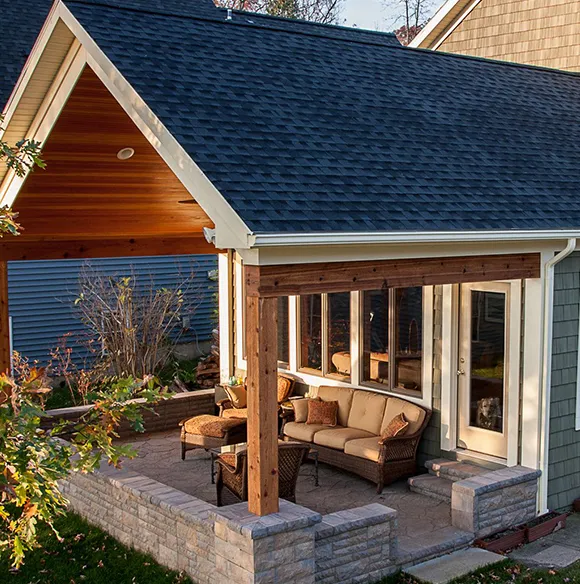 The elegant master bedroom addition blends perfectly with the existing home architecture.